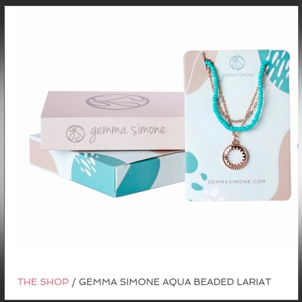 Gemma Simone Teal blue Lariat Necklace